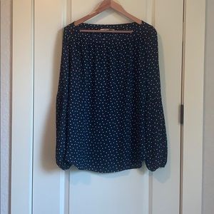 NWT navy/white polka dot LOFT blouse